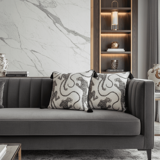 Snow Leopard Chenille Pillow Cover Pillow Cover - Palatium Lux