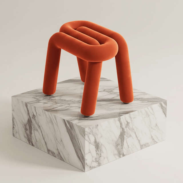 Tangle Tease Stool - Fire Red Orange - Palatium Lux