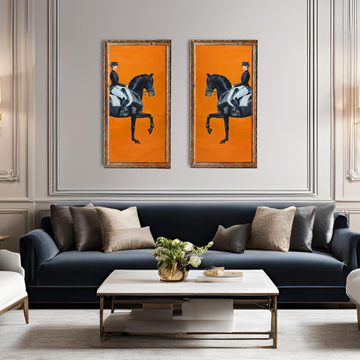 Lux Cavallo Canvas Pair Orange Canvas / 50x100cm No Frame canvas - Palatium Lux