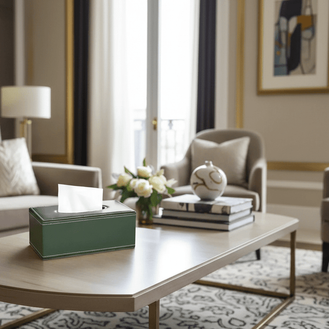 The Refined Leather Tissue Holder leather - Palatium Lux
