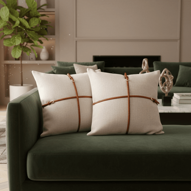 The Signature Leather Belt Pillow Cover pillow covers - Palatium Lux