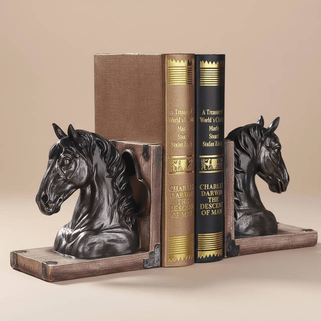 Vintage Cavalier Bookends Set statue - Palatium Lux