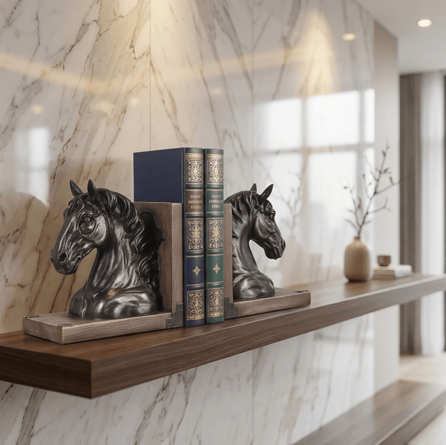 Vintage Cavalier Bookends Set statue - Palatium Lux