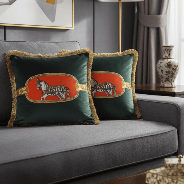 White Cheval Velvet Pillow Cover pillow covers - Palatium Lux