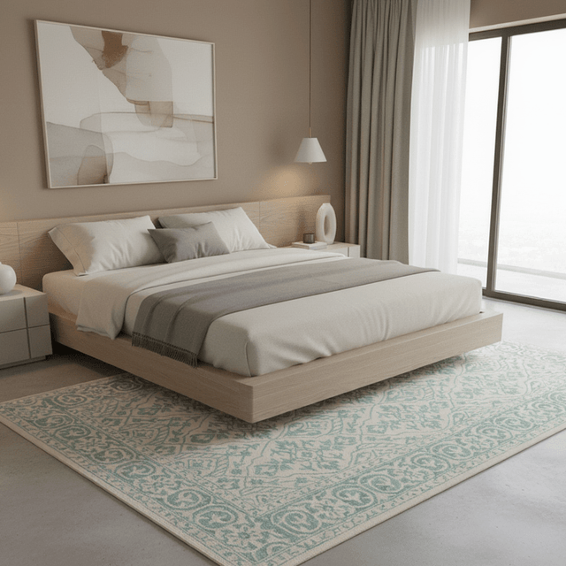 Yasmin Blue Hand Tufted Wool Rug - 5 x 8 Rugs - Palatium Lux