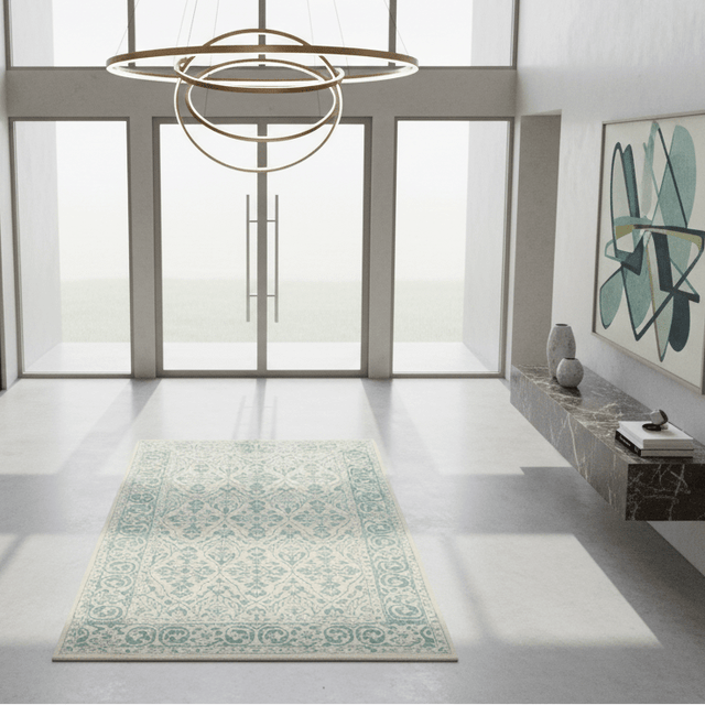 Yasmin Blue Hand Tufted Wool Rug - 5 x 8 Rugs - Palatium Lux