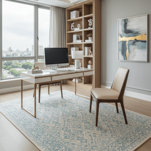 Yasmin Blue Hand Tufted Wool Rug - 5 x 8 Rugs - Palatium Lux