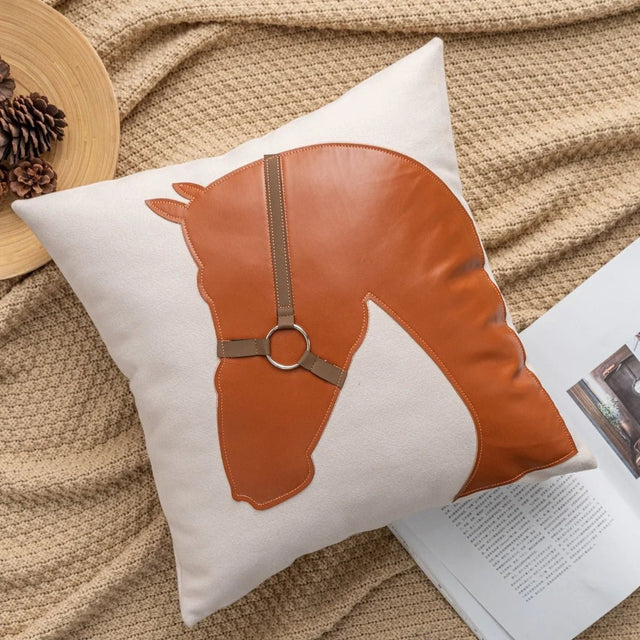 Leather-Buckled Horse Pillow Cover Horse Face pillow covers - Palatium Lux