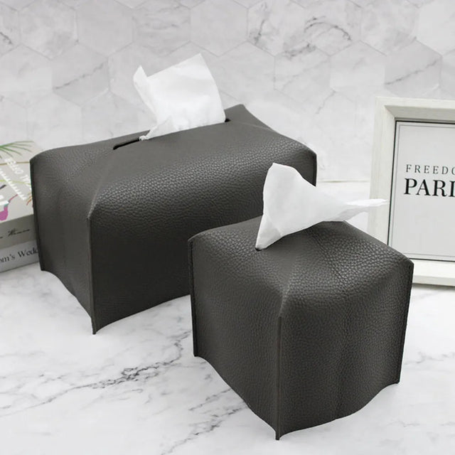 Pristine Leather Tissue Holder Black S leather - Palatium Lux