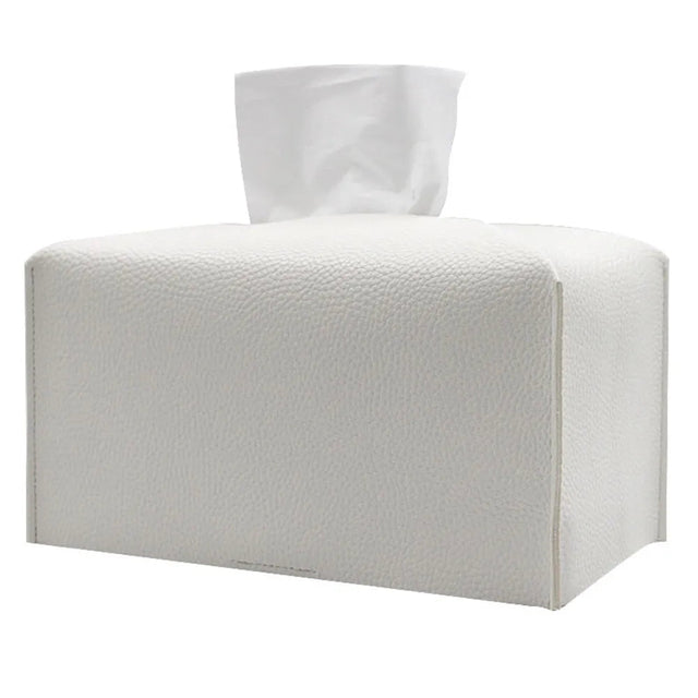 Pristine Leather Tissue Holder White L leather - Palatium Lux